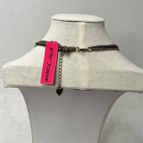 Betsey Johnson Multi-Layer Necklace Butterfly & Panda Charms Gold & Black  NWT - Picture 4 of 8